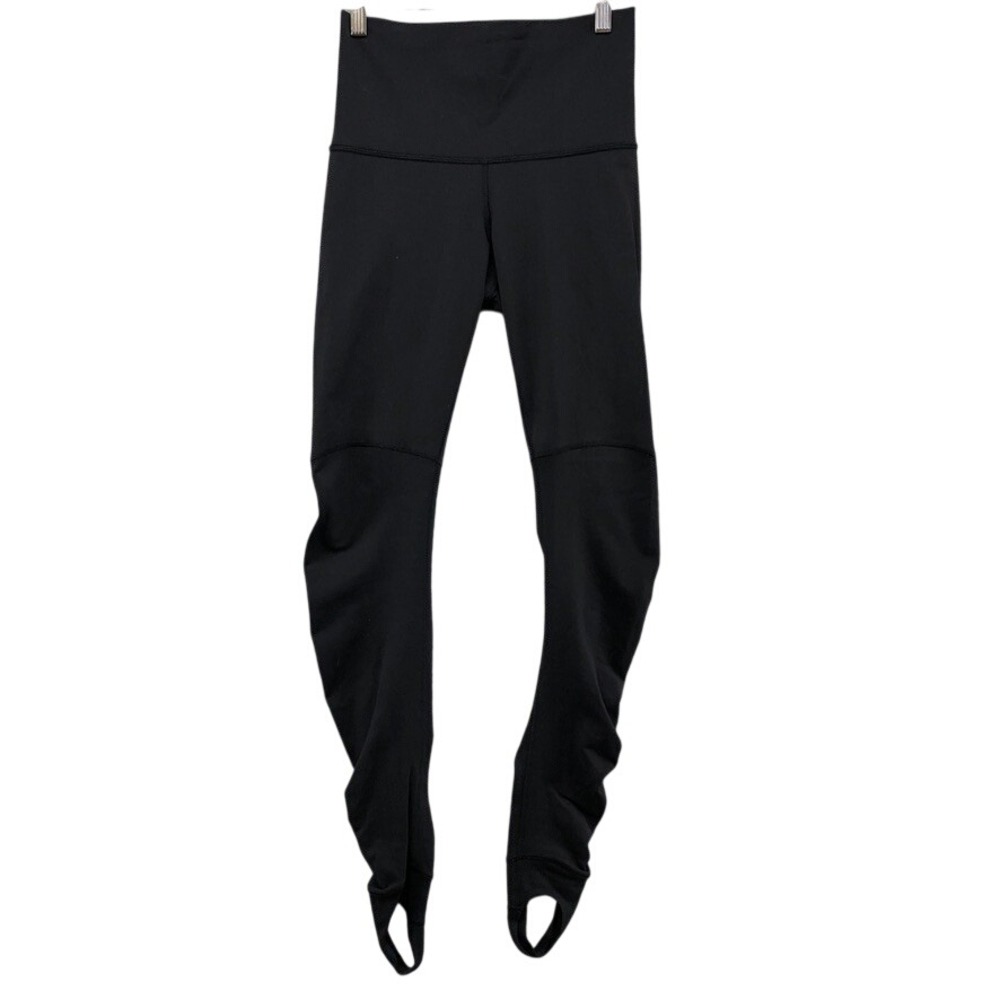Lululemon Leggings Womens 6 Black Ruched High Rise Stirrup Yoga Athletic
